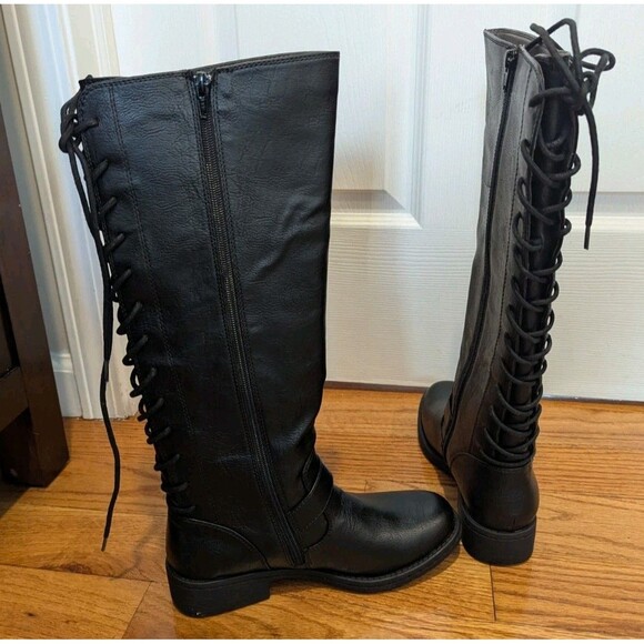 Eurosoft Size 7.5 Black Selden Knee High Riding Boots Adjustable Shaft Lace Up - Picture 6 of 10